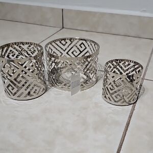 Yankee Candle Silver Geometric Candle Holders Set